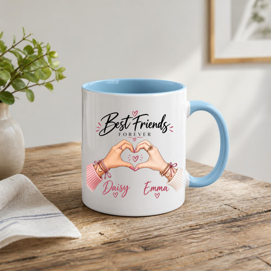 Personalized Mug "Best Friends Forever" Pinky Promise Ceramic Coffee Mug Custom Names Bestie Friendship Gift Cup 350ml | Fast Dispatch by UK Seller (M1052)