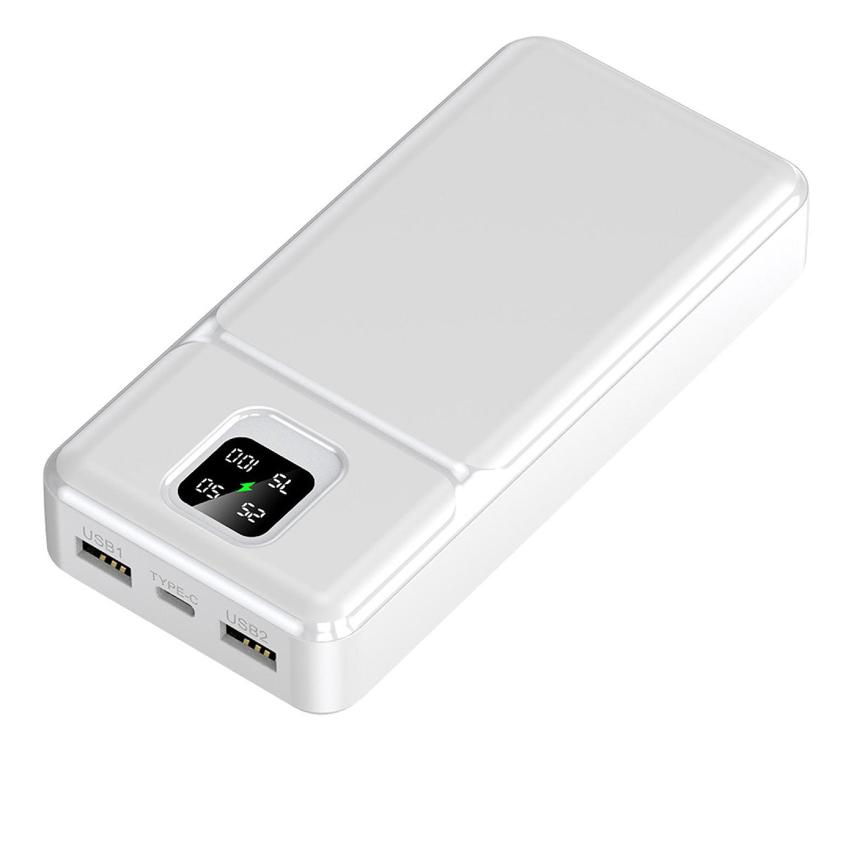 White 30000mAh Power Bank With LED Display