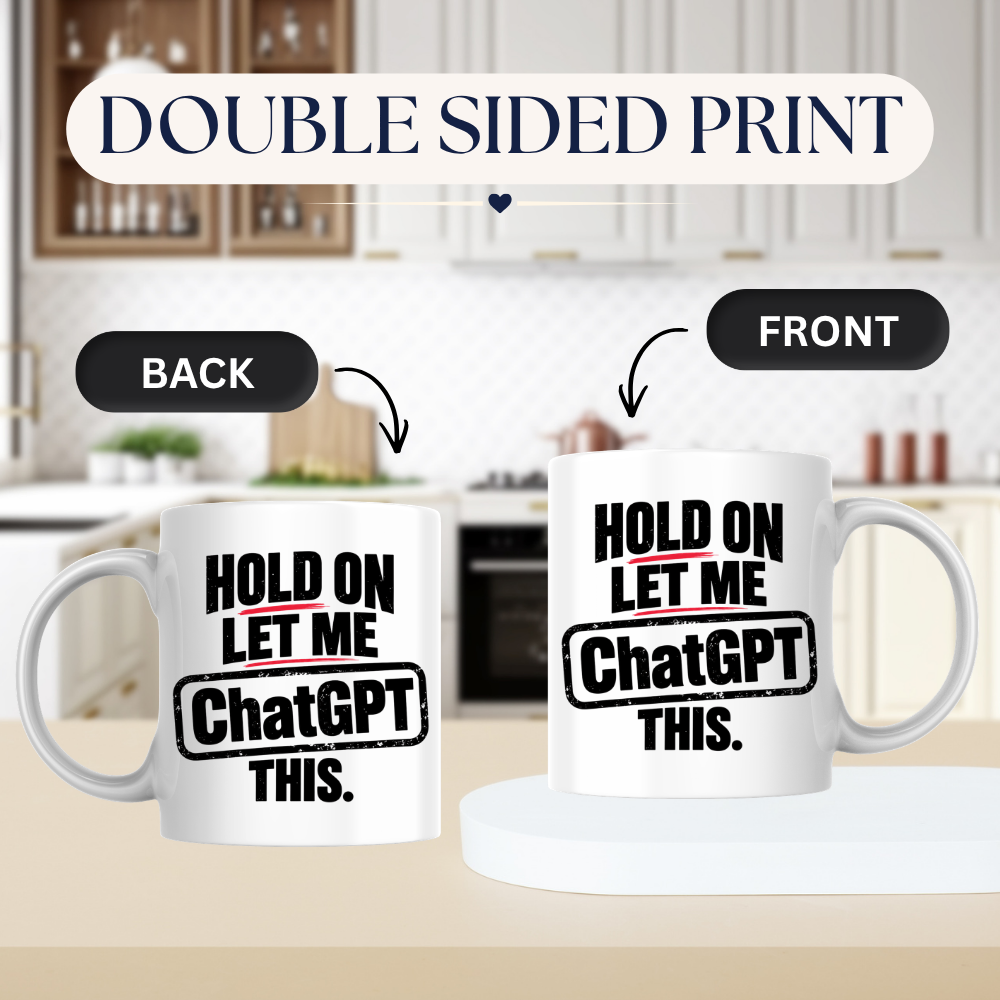 Funny "Hold On Let Me AI This" Mug, Artificial Intelligence Tech Meme Coffee Cup, 350ml Ceramic Novelty Mug, Geek Programmer Developer Office Gift for Colleagues Friends Him Her, Birthday Christmas Secret Santa Gift | Fast Dispatch by UK Seller (M1019)