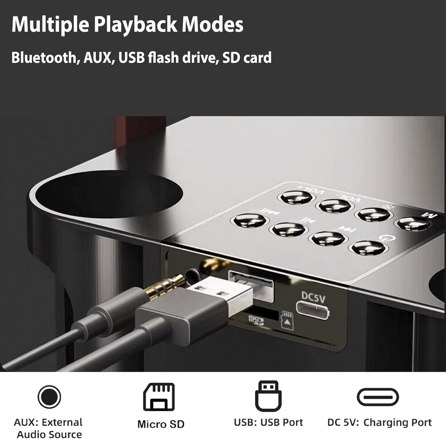 HAVIT Portable Dual Wireless Microphone Karaoke Speaker with RGB Multi-Color Gradient Lights | Cyberpunk Mecha Bluetooth PA Party Speaker with 2 Mics