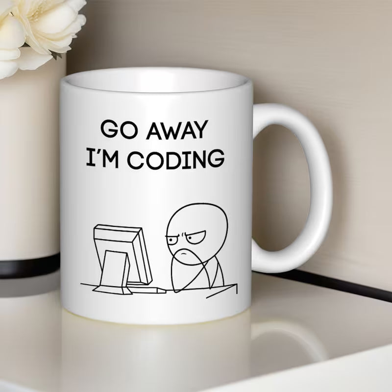 Funny "Go Away I'm Coding" Programmer Ceramic Coffee Mug – Sarcastic Developer Geek Cup (M1045)