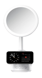 3-in-1 LED Makeup Mirror with Wireless Charging Stand & Bluetooth Speaker | Desktop Vanity Mirror Light with Phone Docking Station