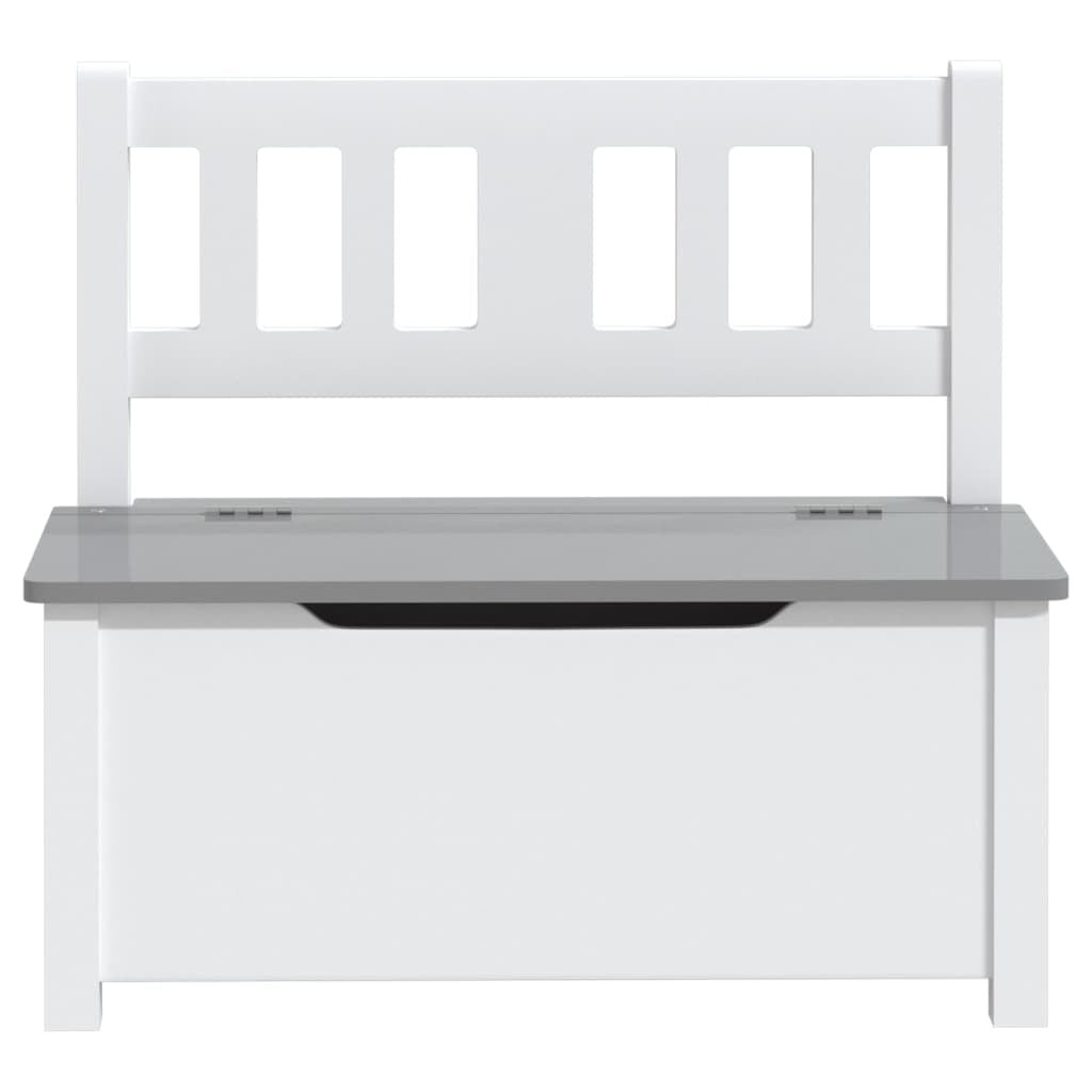 Children Storage Bench White and Grey 60x30x55 cm MDF