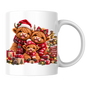 Christmas Highland Cow Family Mug "Family Makes Christmas Special" Christmas Highland Cow Family 325ml Ceramic Coffee Mug – Cute Highland Cow Family with Wooden Sign, Santa Hat, Scarves & Gifts | Festive Holiday Gift | Fast Dispatch by UK Seller (M3376)