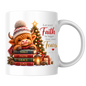Christmas Mug "Let Your Faith Be Bigger Than Your Fears Highland Cow" 325ml Ceramic Coffee Mug – Highland Cow Mug With Books Christmas Tree Lantern Christian Holiday Gift | Available in Multicolours | Fast Dispatch by UK Seller (M3306)