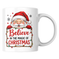 Magical Mug "Believe in the Magic of Christmas" Santa Ceramic Coffee Mug – Cute Holiday Tea Cup with Fairy Lights & Wooden Sign Gift 350ml | Available in Multicolours | Fast Dispatch by UK Seller (M1236)