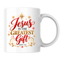 Christmas Mug "Jesus Is The Greatest Gift John 3 16" 325ml Ceramic Coffee Mug – Christian Christmas Bible Verse Mug With Gold Star Snowflakes Religious Holiday Gift | Available in Multicolours | Fast Dispatch by UK Seller (M3292)