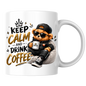 Teddy Bear Mug "Keep Calm And Drink Coffee" 325ml Ceramic Coffee Tea Cup – Cool Bear Graphic, Sunglasses, Hoodie & Slogan Novelty Gift for Coffee Lovers, Birthday – Fast Dispatch by UK Seller (M3504)