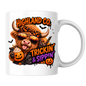 Halloween Mug "Trickin' & Sippin' Highland Co." Trickin' and Sippin' Highland Cow 325ml Ceramic Coffee Mug – Cool Rocker Halloween Tea Cup With Bandana Aviators Graphic Gift | Available in Multicolours | Fast Dispatch by UK Seller (M3177)