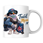 Travel Mug "Travel More Cool Pigeon" 325ml Ceramic Coffee Mug – Cool Traveller Pigeon with Camera, Bucket Hat, Denim Jacket & Union Jack Suitcase Gift For Photographers Globe Trotters | Available in Multicolours | Fast Dispatch by UK Seller (M3241)