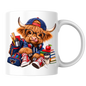 Student Mug "Cool Student Cow" Academic Highland Cow 325ml Ceramic Coffee Mug Trendy School Tea Cup with Glasses and Backpack Graphic Gift | Available in Multicolours | Fast Dispatch by UK Seller (M3153)