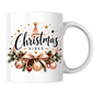 Elegant Rose Gold Christmas Mug "Christmas Vibes" Elegant Christmas Vibes 325ml Ceramic Coffee Mug – Rose Gold Ribbon Bow, Baubles, Pine Garlands & Starry Christmas Tree Slogan | Festive Holiday Gift | Fast Dispatch by UK Seller (M3437)