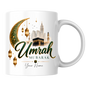 Personalised Umrah Mubarak Mug 325ml Ceramic Coffee Tea Cup – Custom Name, Green & Gold Crescent Moon, Lanterns & Kaaba Religious Pilgrimage Gift for Family, Friends, Hajj Celebration – Fast Dispatch by UK Seller (M3485)