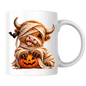 Halloween Mug "Mummy Highland Cow" Mummy Highland Cow 325ml Ceramic Coffee Mug Cute Spooky Halloween Tea Cup with Bandages and Pumpkin Graphic Gift | Available in Multicolours | Fast Dispatch by UK Seller (M3161)