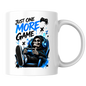 Gaming Mug "Just One More Game" Just One More Game 325ml Ceramic Coffee Mug – Gaming Skeleton in Chair Mug with Controller, Headset & Blue Splatter Art | Gamer Gift | Fast Dispatch by UK Seller (M3344)