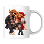 Highland Cow Mug "London Travelers Highland Cow Couple" 325ml Ceramic Coffee Mug – Stylish Highland Cow Couple in Beret, Sunglasses Trench Coats Holding Camera Gift For Travelers Couples | Available in Multicolours | Fast Dispatch by UK Seller (M3260)