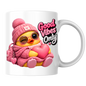 Inspirational Mug "Good Vibes Only Pink Duck" 325ml Ceramic Coffee Mug – Cute Winking Yellow Duck in Pink Beanie, Sweater, Glasses Backpack Hugging Pink Heart Cute Gift For Friends Family | Available in Multicolours | Fast Dispatch by UK Seller (M3253)