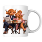 Fashion Mug "London Cafe Highland Cow Couple" London Cafe Highland Cow Couple 325ml Ceramic Coffee Mug – Chic London Today Newspaper Tea Cup With Suit Pink Coat Bistro Coffee Graphic Gift | Available in Multicolours | Fast Dispatch by UK Seller (M3189)