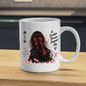 Inspirational Anime Girl Mug "A Kinder Braver Happier Me" Red Ribbon Hair 325ml Ceramic Coffee Mug – Mindful Aesthetic Tea Cup with Kanji Cherry Blossom Graphic Gift | Available in Multicolours | Fast Dispatch by UK Seller (M3043)