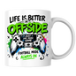 Football Mug "LIFE IS BETTER IN OFFSIDE" Gamer Controller 325ml Ceramic Coffee Mug Gaming & Football Tea Cup with "JUST ONE MORE GAME" Controller Graphic Gift | Available in Multicolours | Fast Dispatch by UK Seller (M3093)