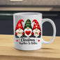 Festive Mug "Peace Love Joy" Trio Gnomes 325ml Ceramic Coffee Mug Christmas Together Is Better Holiday Tea Cup with Hearts & Plaid Hat | Available in Multicolours | Fast Dispatch by UK Seller (M1271)