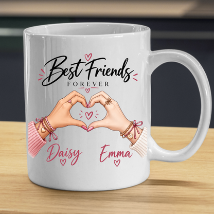 Personalized Mug "Best Friends Forever" Pinky Promise Ceramic Coffee Mug Custom Names Bestie Friendship Gift Cup 350ml | Fast Dispatch by UK Seller (M1052)
