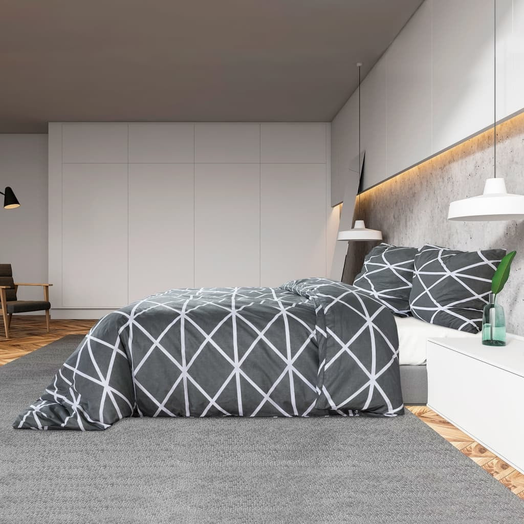 Duvet Cover Set Grey 260x240 cm Cotton
