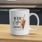 Relatable Mug "ICED Coffee & Anxiety but we move" Coquette Aesthetic 325ml Ceramic Coffee Mug Trendy Coffee Lover Tea Cup with Pink Bow & Straw Graphic Gift | Available in Multicolours | Fast Dispatch by UK Seller (M3007)