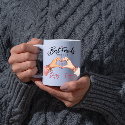 Personalized Mug "Best Friends Forever" Pinky Promise Ceramic Coffee Mug Custom Names Bestie Friendship Gift Cup 350ml | Fast Dispatch by UK Seller (M1052)