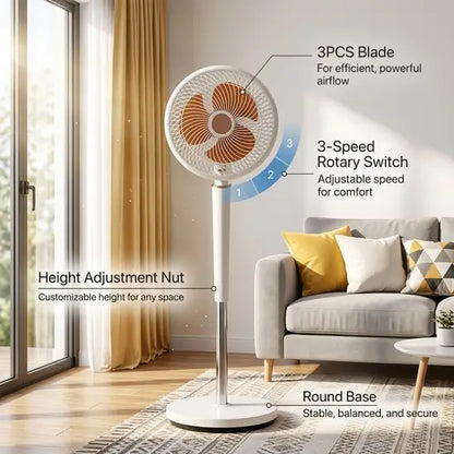 10" Oscillating TURBO Pedestal Stand Fan | 3-Speed HIGH Airflow Electric Cooling Fan with Adjustable Tilt & Height Super Fast
