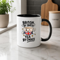 British Tea Mug "BRITISH BY BIRTH TEA BY CHOICE" Funny Tea Cup 325ml Ceramic Coffee Mug Witty Union Jack Tea Cup with Cartoon Character Gift | Available in Multicolours | Fast Dispatch by UK Seller (M3001)