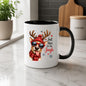 Fun Mug "Just Here for the Jingle" Reindeer 325ml Ceramic Coffee Mug Cool Winter Holiday Tea Cup with Sunglasses, Red Beanie & Scarf Gift | Available in Multicolours | Fast Dispatch by UK Seller (M1260)