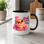 Inspirational Mug "Good Vibes Only Pink Duck" 325ml Ceramic Coffee Mug – Cute Winking Yellow Duck in Pink Beanie, Sweater, Glasses Backpack Hugging Pink Heart Cute Gift For Friends Family | Available in Multicolours | Fast Dispatch by UK Seller (M3253)