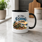 Fishing Mug "If I Am Fishing I’m Happy" Angler Ceramic Coffee Cup 350ml, Fishing Rod Lake Sunset Outdoor Hobby Novelty Gift for Fisherman Dad Grandad Husband Boyfriend, Birthday Christmas Fathers Day Secret Santa | Fast Dispatch by UK Seller (M1054)
