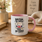 British Tea Mug "BRITISH BY BIRTH TEA BY CHOICE" Funny Tea Cup 325ml Ceramic Coffee Mug Witty Union Jack Tea Cup with Cartoon Character Gift | Available in Multicolours | Fast Dispatch by UK Seller (M3001)