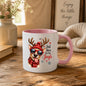 Fun Mug "Just Here for the Jingle" Reindeer 325ml Ceramic Coffee Mug Cool Winter Holiday Tea Cup with Sunglasses, Red Beanie & Scarf Gift | Available in Multicolours | Fast Dispatch by UK Seller (M1260)