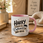 Personalized Name Mug "Harry Running On Caffeine & Bad Ideas" Harry Running On Caffeine & Bad Ideas 325ml Ceramic Coffee Mug –Custom Name Typography Slogan with Coffee Cup Graphic & Beige Banner Highlights | Funny Gift | Fast Dispatch by UK Seller (M3449)