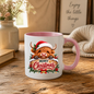 Christmas Mug "Peeking Santa Hat Highland Cow" Peeking Santa Hat Highland Cow 325ml Ceramic Coffee Mug – Cute Festive Wooden Sign Tea Cup With Holly Jingle Bells Graphic Present | Available in Multicolours | Fast Dispatch by UK Seller (M3171)
