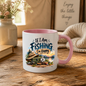 Fishing Mug "If I Am Fishing I’m Happy" Angler Ceramic Coffee Cup 350ml, Fishing Rod Lake Sunset Outdoor Hobby Novelty Gift for Fisherman Dad Grandad Husband Boyfriend, Birthday Christmas Fathers Day Secret Santa | Fast Dispatch by UK Seller (M1054)
