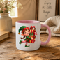 Christmas Mug "Winking Christmas Elf Stacked Presents" Winking Christmas Elf 325ml Ceramic Coffee Mug – Cute Festive Tea Cup with Elf Outfit Jingle Bells Wrapped Gift Stack Graphic Gift | Available in Multicolours | Fast Dispatch by UK Seller (M3183)