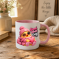 Inspirational Mug "Good Vibes Only Pink Duck" 325ml Ceramic Coffee Mug – Cute Winking Yellow Duck in Pink Beanie, Sweater, Glasses Backpack Hugging Pink Heart Cute Gift For Friends Family | Available in Multicolours | Fast Dispatch by UK Seller (M3253)