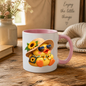 Cute Duck Mug "Summer Sunflower Duckling" Summer Sunflower Duckling 325ml Ceramic Coffee Mug – Adorable Yellow Duck in Straw Hat, Heart Sunglasses Sunflower Bag Summer Gift | Available in Multicolours | Fast Dispatch by UK Seller (M3290)