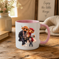 Highland Cow Mug "London Travelers Highland Cow Couple" 325ml Ceramic Coffee Mug – Stylish Highland Cow Couple in Beret, Sunglasses Trench Coats Holding Camera Gift For Travelers Couples | Available in Multicolours | Fast Dispatch by UK Seller (M3260)