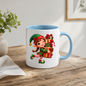 Christmas Mug "Winking Christmas Elf Stacked Presents" Winking Christmas Elf 325ml Ceramic Coffee Mug – Cute Festive Tea Cup with Elf Outfit Jingle Bells Wrapped Gift Stack Graphic Gift | Available in Multicolours | Fast Dispatch by UK Seller (M3183)