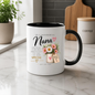 Family Mug "TO A WONDERFUL Nana KIND HEART WARM HUGS" Floral 325ml Ceramic Coffee Mug Sweet Grandma Tea Cup with Pink & White Daisies Flower Pot Graphic Gift | Available in Multicolours | Fast Dispatch by UK Seller (M3013)