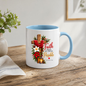 Religious Christmas Mug "Faith Makes All Things Possible" Faith Makes All Things Possible 325ml Ceramic Coffee Mug – Christian Holiday Scripture Mug with Matthew 19:26, Cross, Lantern & Poinsettia | Religious Gift | Fast Dispatch by UK Seller (M3352)