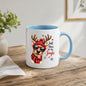 Fun Mug "Just Here for the Jingle" Reindeer 325ml Ceramic Coffee Mug Cool Winter Holiday Tea Cup with Sunglasses, Red Beanie & Scarf Gift | Available in Multicolours | Fast Dispatch by UK Seller (M1260)