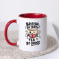 British Tea Mug "BRITISH BY BIRTH TEA BY CHOICE" Funny Tea Cup 325ml Ceramic Coffee Mug Witty Union Jack Tea Cup with Cartoon Character Gift | Available in Multicolours | Fast Dispatch by UK Seller (M3001)