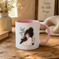 Inspirational Anime Girl & Black Cat Mug "A Quieter Mind A Brighter You" 325ml Ceramic Coffee Mug – Aesthetic Mindful Tea Cup with Japanese Kanji Graphic Gift | Available in Multicolours | Fast Dispatch by UK Seller (M3045)