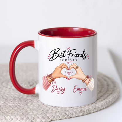 Personalised Mug "Best Friends Forever" Pinky Promise Custom Names Ceramic Coffee Cup 350ml, Cute BFF Bestie Friendship Gift for Her Sister, Birthday Christmas Secret Santa Galentines Day, 5 Colours Double Sided | Fast Dispatch by UK Seller (M1052)